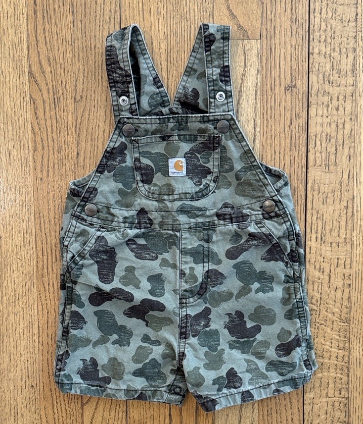 Carhartt Kids Green Camo Shorts Overalls 24 months