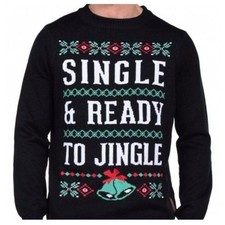 Tipsy Elves Mens Size 2XL Ugly Christmas Sweater Single Ready To Jingle Black