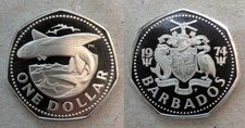 1974 Barbados 1 dollar proof coin