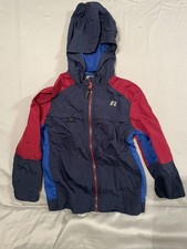 Russell Lined Windbreaker Jacket Boys Small 6/7 Navy Red Full Zip Good