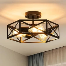 Bwxcie Modern Farmhouse Black Ceiling Light,Industrial Semi Flush Mount Ceili...