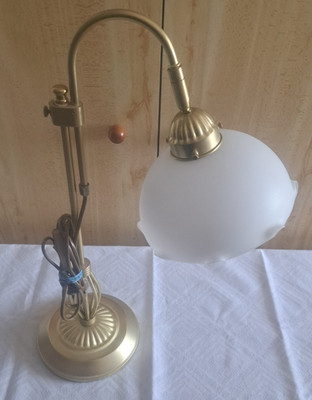 ESTO Berliner Messing Schreibtischlampe, Tischleuchte mit passendem Glasschirm