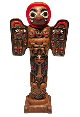 Vintage Sun Raven Totem Pole 13.5  Thunderbird Totems #2 Alaska Last Frontier