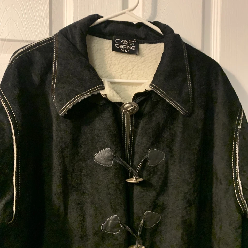 Copine женщин искусственной замши стриженный мех с подкладкой куртка размер 1 S M черный Франция - Изображение 3 из 4