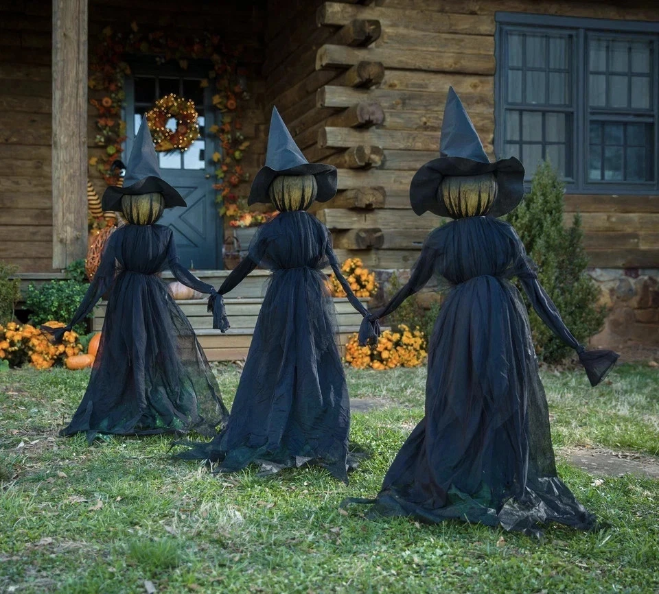 Pottery Barn Iluminado Halloween Brujas Estacas Exterior, 52"H - Juego de 3 Foto 4 de 4