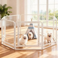 Clear Acrylic  Metal Dog Playpen Indoor - Modern Puppy Playpen with All-Meta...