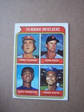 1974 Topps baseball rookie infielders Frank White Rookie card #604 VG-EX. rookie card picture