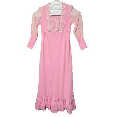 Mikey, Jr Pink Nightgown Or Dress VTG Embroidered Sleeves Neckline Sheer N