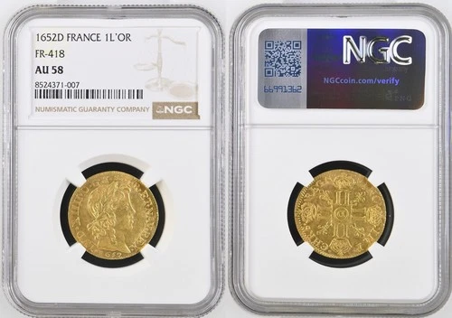 France - Louis XIV - Louis d'or 1652 Lyon - NGC AU 58