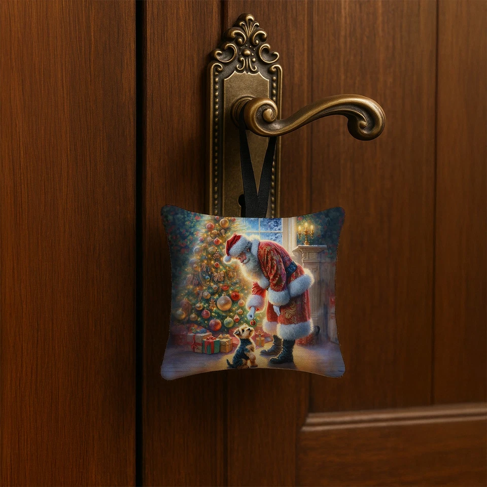 Adorno de tela cuadrado colgante Australian Terrier Santa 3,5 por 3,5 DAC4061PO3 Foto 3 de 3