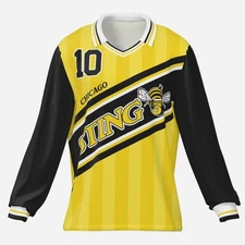 Chicago Sting - soccer jersey Retro shirt,  1984 1986 home NASL league long slee