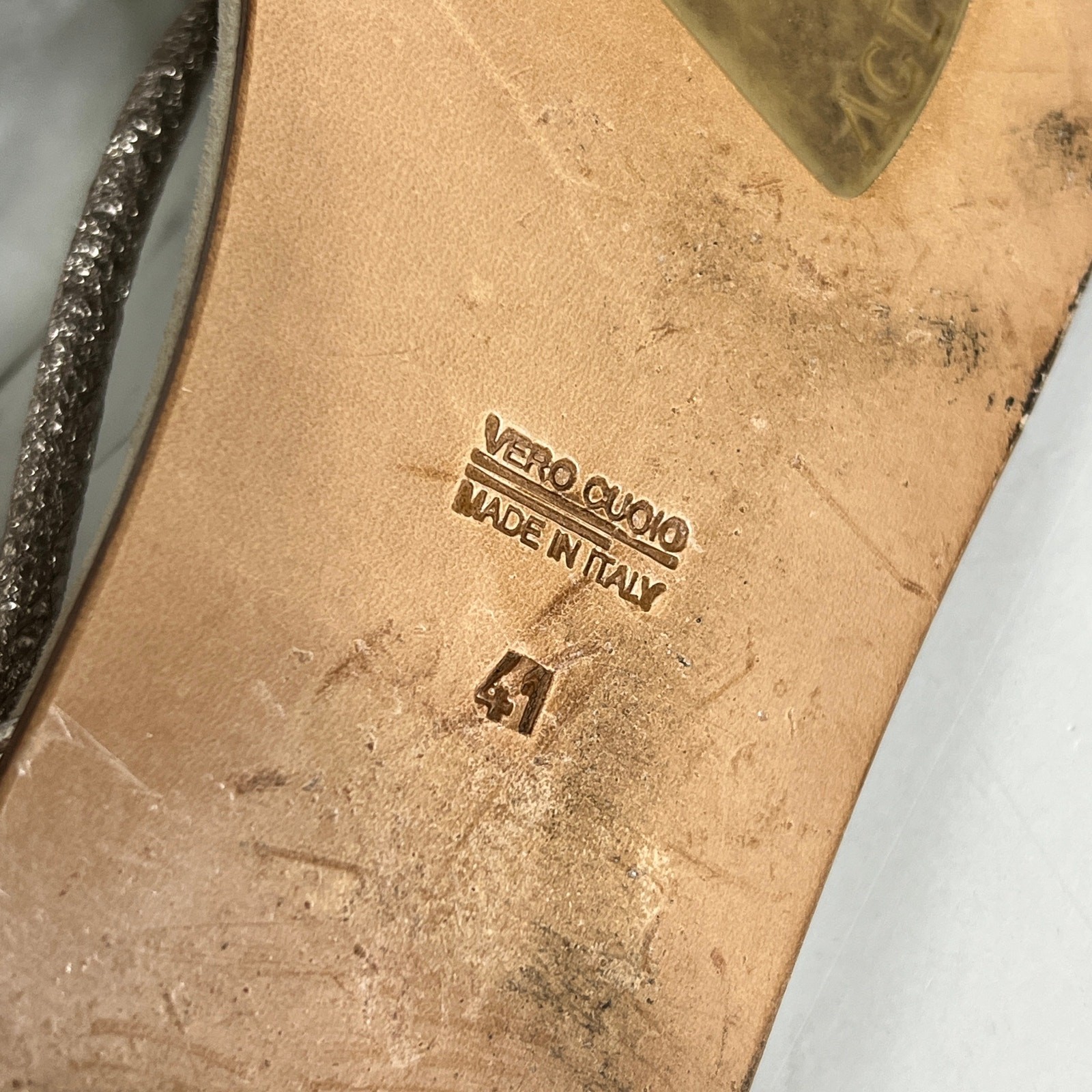 AGL Metallic Gladiator Ankle Tie Sandal Shoe Size 11