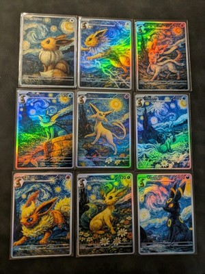 Van Gogh Style Eevee Evolutions Entire Holographic Display Card Set