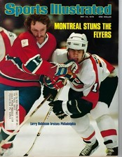 HOCKEY  PHOTO PRINTLARRY ROBINSON MONTREAL VS MEL BRIDGMAN FLYERS