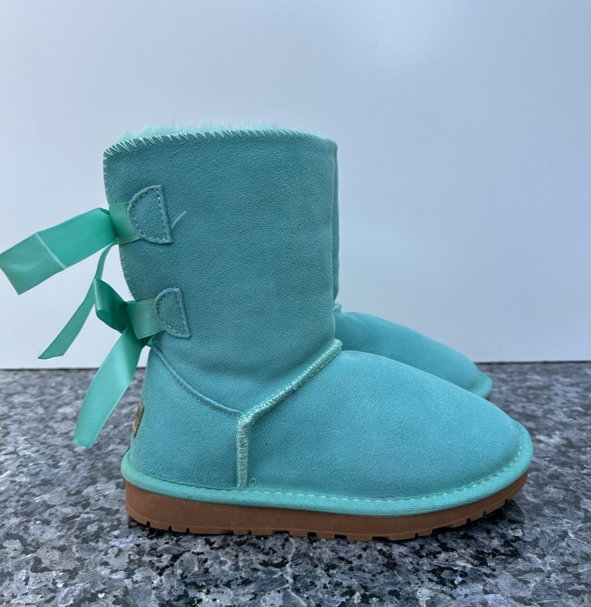 Smaibulun UGG Double Ballet Ribbon Bow Suede Shearing Boots