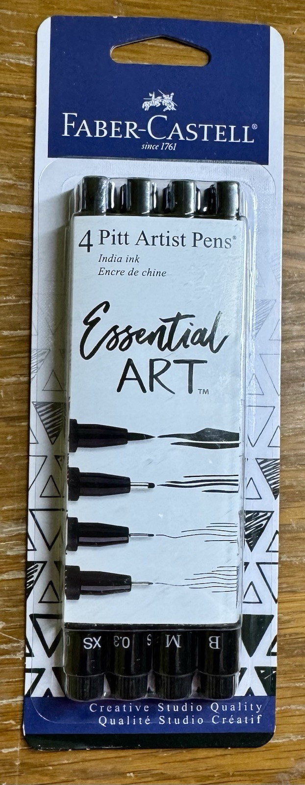 Faber Castell Pitt Artist Pens - Essential Art Set - 4 x Black - Variety of nibs