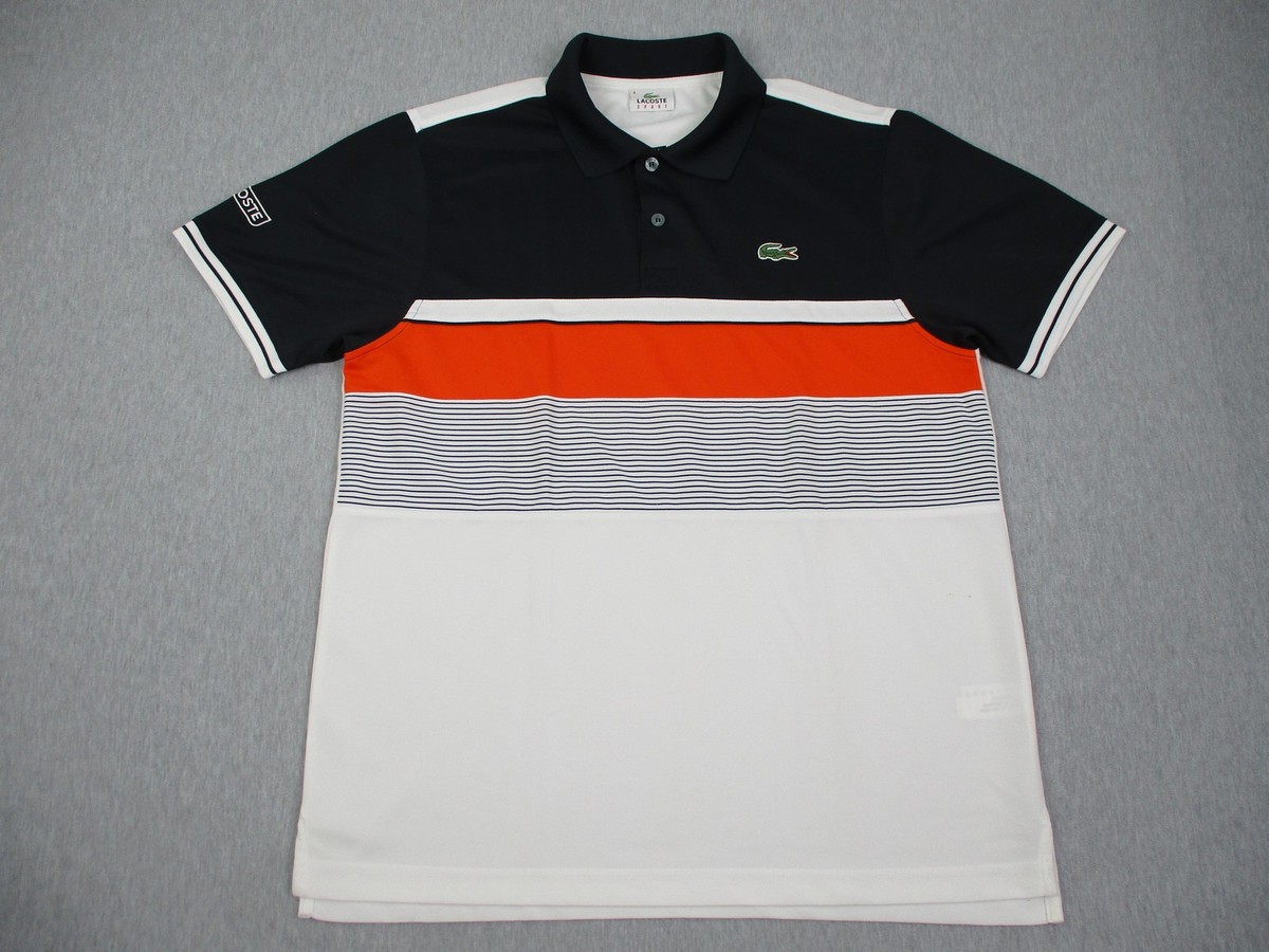 【新品】CLUBHAUSxLacoste Sport Polo Lacoste Sport Polo Shirt Mens Medium Navy White Orange Tennis Golf