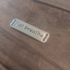 Quote Charm Word Connector JUST BREATHE Antiqued Silver Inspirational Link