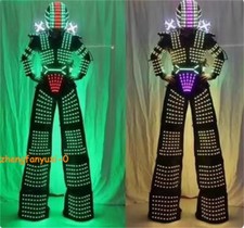 LED Robot Costume Stilt Suit Illuminated Dance Party Show Night Lights Clothing