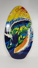 Vintage Michael Searle Skim Board Signed Surfing Lizard Wood Surfing Boogie