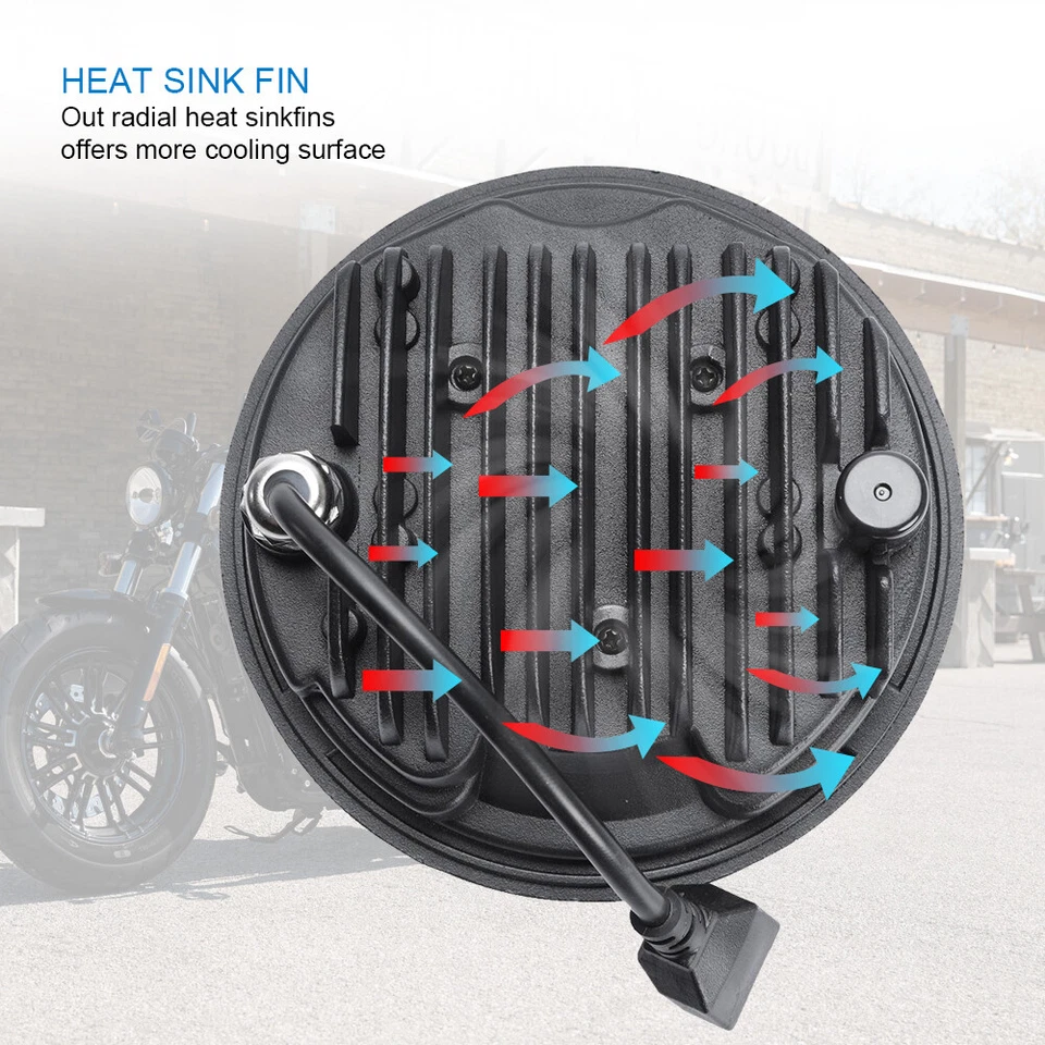 Faro LED redondo Hi-Lo de 5,75 pulgadas 5 3/4 para Yamaha V Star 250 950 1100 1300 Foto 3 de 4