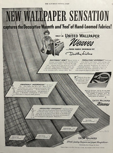 UNITED WALLPAPER INC. MERCHANDISE MART CHICAGO 54 IL. DOROTHY LIEBES VTG AD 1947