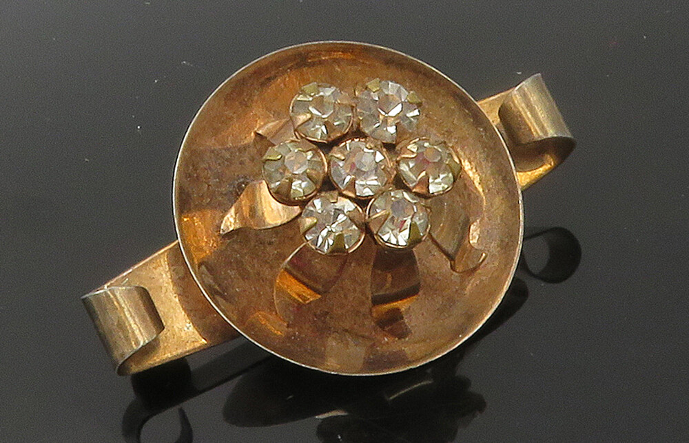 925 Sterling Silver Vintage Topaz Floral Cluster Shiny
