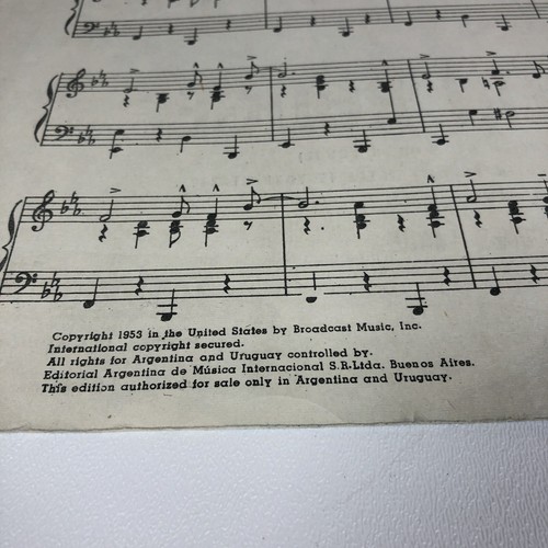 RARO 1953 La canción del Moulin Rouge ¿Dónde está tu corazón? Partituras Fox-Trot - Imagen 5 de 6