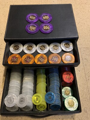 Casino Spielbank Jetons 204  Original Set In Leder Box
