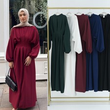 Women Muslim Abaya Long Sleeve Maxi Dress Dubai Kaftan Arab Robe Turkey Ramadan