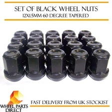 Alloy Wheel Nuts Black (20) 12x1.5 Bolts for Ford Mondeo [Mk4] 07-14