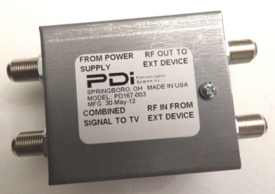 Combined Signal to TV RF in From Ext Device PDI PD167-003 POWER PASSER FILTER