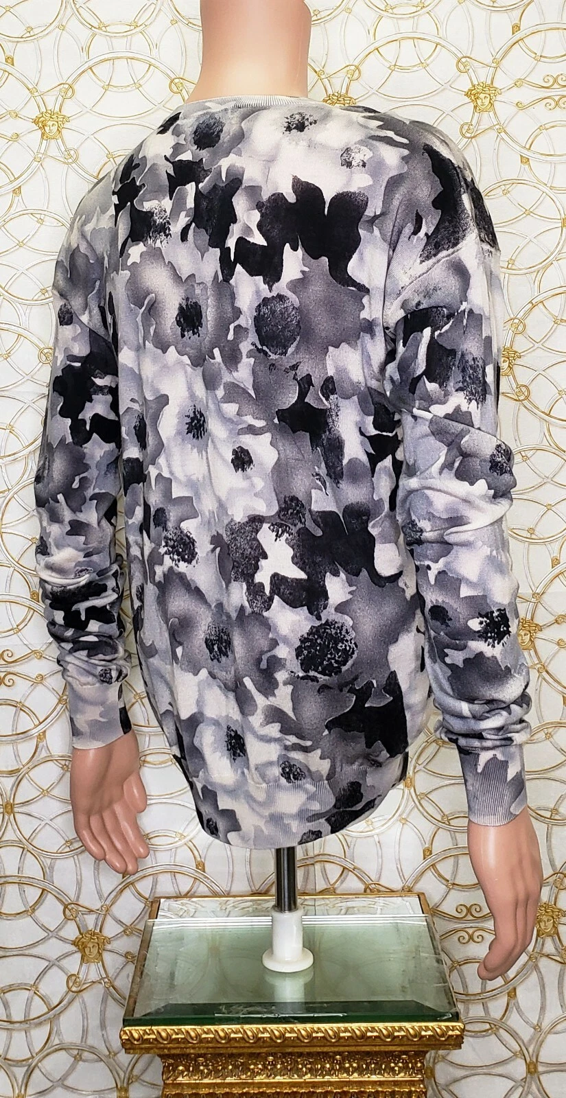 F W 2012 Look #23 MAGLIONE IN LANA MILITARE GRIGIO FLOREALE VERSACE taglia M