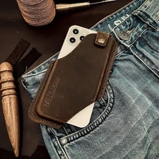 TobbinGear Leather Cell Phone Holster with Belt Clip Leather Belt Phone Pouch