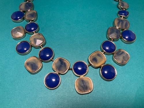๐ธ Ladies Fashion Jewelry Silver Blue & Cream Stone Necklace (N3) NWOT ๐ธ - Picture 6 of 6