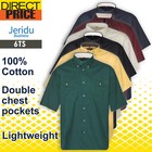 Mens Short Sleeve Casual Business Shirts Button Down Double Pocket Flap Cotton