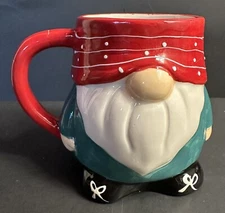Harry & David Ceramic Christmas Gnome Mug 4-1/2” Red & White Poka Dots, 20 Oz