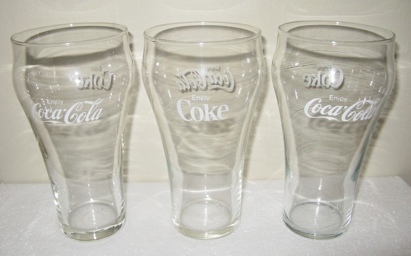 Vintage COCA-COLA Drinking Clear Glass Soda Pop Cola COKE Set Lot Fountain Drink