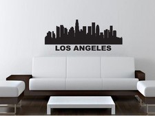 FGD Los Angeles Skyline Vinyl Wall Decal / Sticker in White or Black 20" x 50"