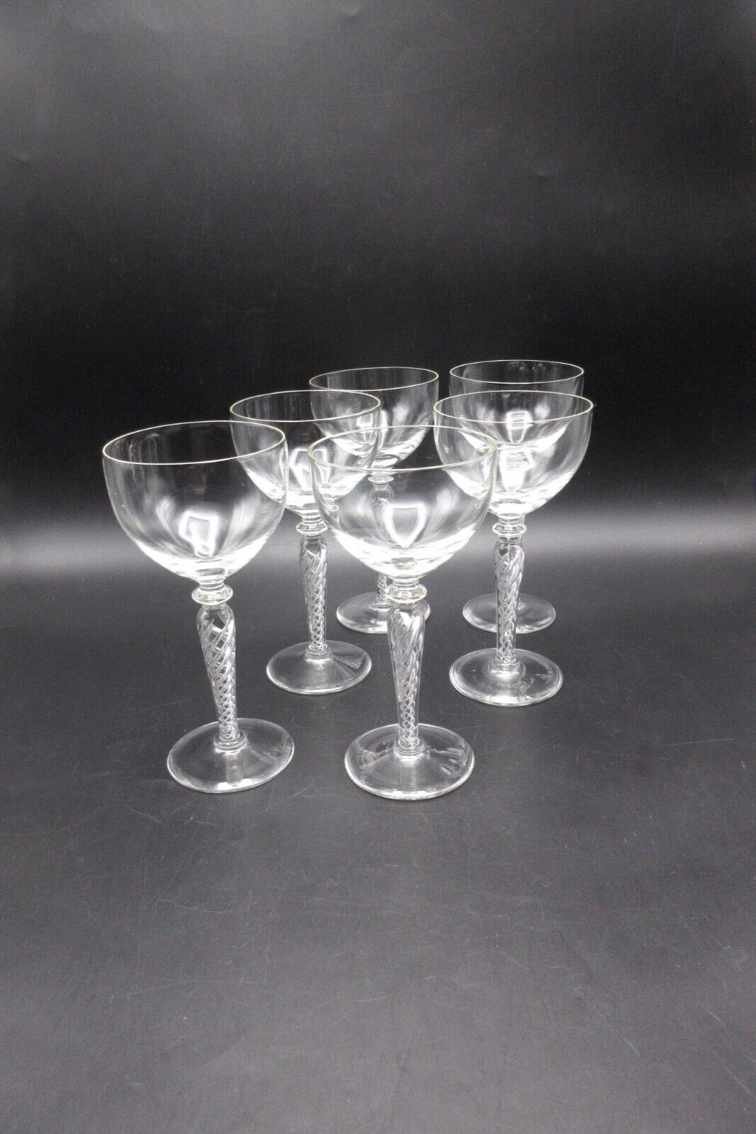 6 VTG Blefeld Swirlette Air Twist Crystal Wine Glasses