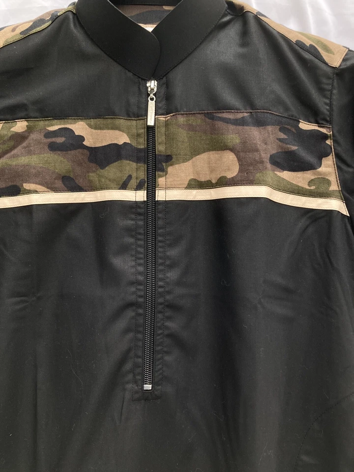 Al-Aseel Kurta Thobe Negro Camuflaje Niños Talla 40 Mangas Cortas 1/4 Cremallera Cuello Foto 4 de 4