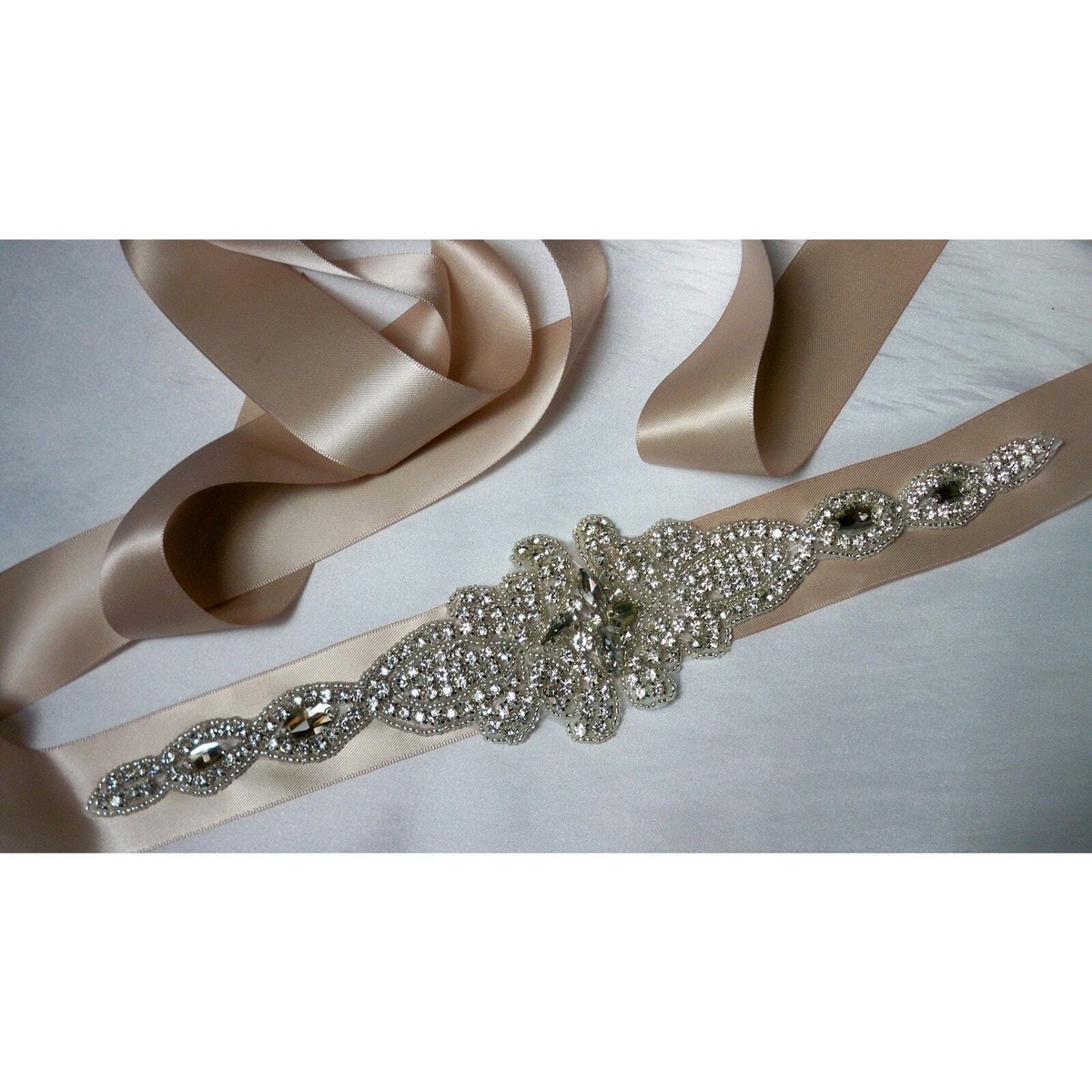 Blush Vanilla Rhinestone Bridal Belt Sash Wedding Belt Prom 