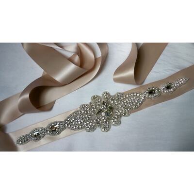 Blush Vanilla Rhinestone Bridal Belt Sash Wedding Belt Prom  display picture 1