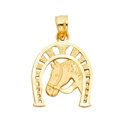 14K Gelbgold Glück Hufeisen Anhänger