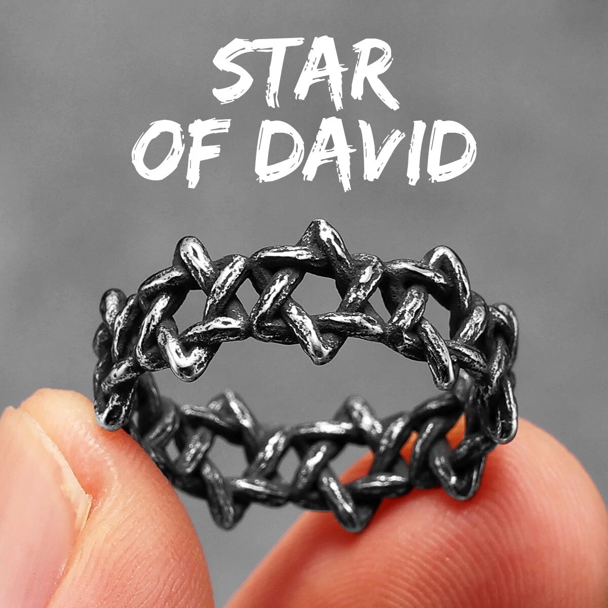 Retro Star of David Masonic Men Rings Stainless Steel Jewelry Punk Wholesale