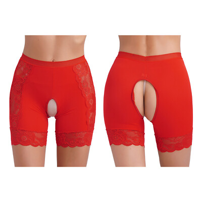Damen Boyshorts Spitze Höschen Unterhose Offenem Schritt Sicherheitsshorts Sexy
