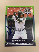 2019 Kane County Cougars Team Set Card Eduardo Diaz SIGNED AUTO Autograph