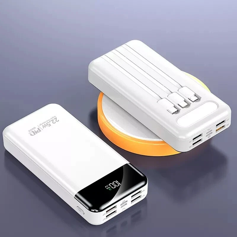 Banco de alimentación portátil 20000 mAh batería de carga rápida con 3 cables incorporados negro Foto 4 de 4