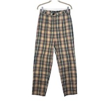 Nasty Gal Collection Tan Green Plaid Tapered Trouser Pants size 6