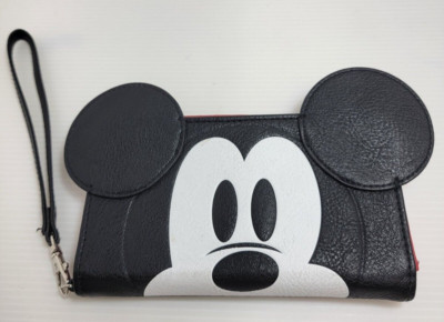 Disney Mickey Mouse Clutch Wallet Wristlet Bioworld Black White & Red